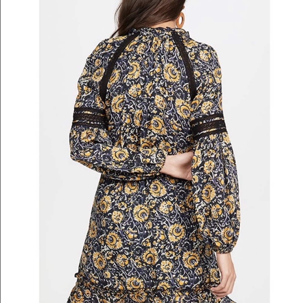 Veronica Beard Ida Silk Floral Mini Dress Ruffle Boho Womens 8 - Picture 2 of 15